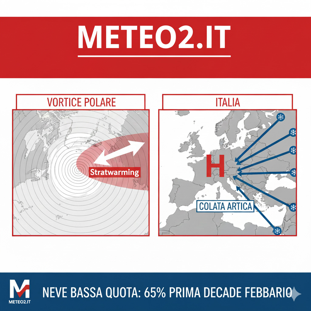 Proiezione del modello europeo per la prima decade di Febbraio 2026. Si nota la discesa di aria artica (colore viola) verso il Mediterraneo.