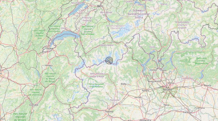 Terremoto 8 km NE Valtournenche (AO) – Magnitudo 3.3 Terremoto 8 km NE Valtournenche (AO) – Magnitudo 3.3