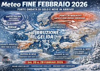 Meteo: fine febbraio 2026 confermata la forte ondata di freddo e neve questa volta da est