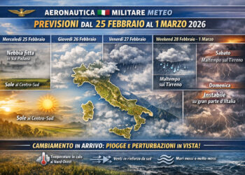 Aeronautica militare: meteo fino a domenica 1 marzo 2026