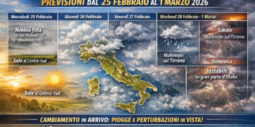 Aeronautica militare: meteo fino a domenica 1 marzo 2026 Aeronautica militare: meteo fino a domenica 1 marzo 2026