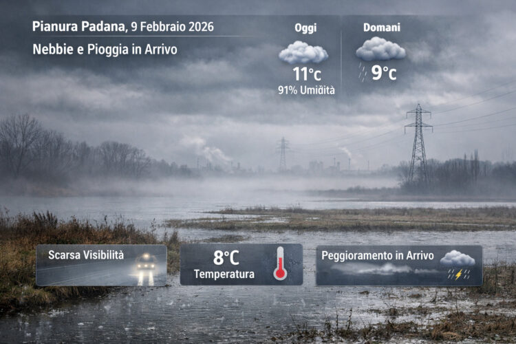 Meteo Pianura Padana: in arrivo piogge e calo termico, ecco quando cambia tutto