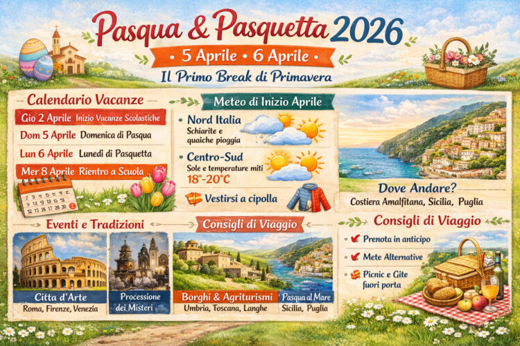 Pasqua 2026 e Pasquetta: date, meteo e dove andare per le vacanze Pasqua 2026 e Pasquetta: date, meteo e dove andare per le vacanze