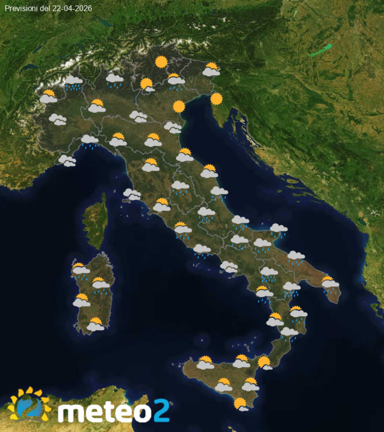 Il Meteo in Italia per Mercoledì 22 Aprile 2026 Il Meteo in Italia per Mercoledì 22 Aprile 2026