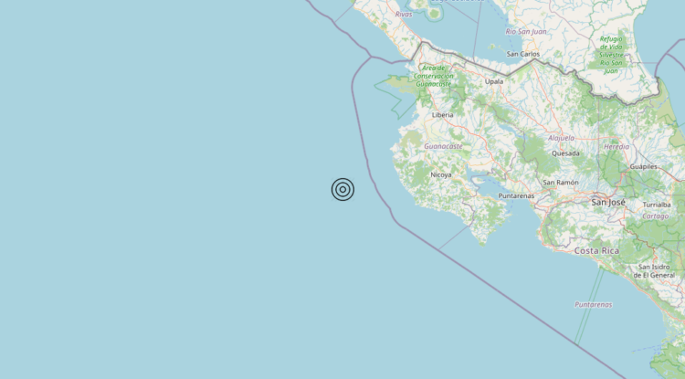 Terremoto Off coast of Costa Rica [Sea: Costa Rica] – Magnitudo 5.8