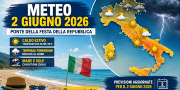Meteo 2 giugno 2026: ponte della Festa della Repubblica tra caldo estivo e temporali improvvisi Meteo 2 giugno 2026: ponte della Festa della Repubblica tra caldo estivo e temporali improvvisi