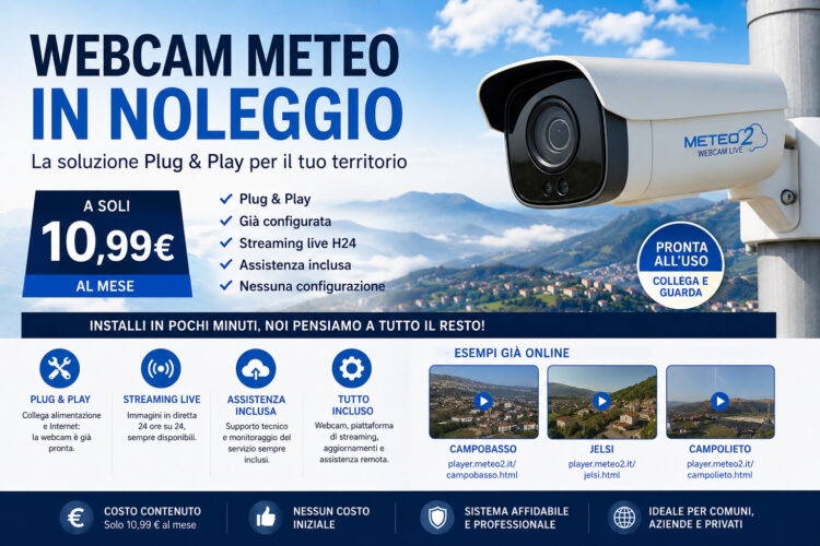 Webcam meteo in noleggio: da oggi il servizio Plug & Play a soli 10,99 € al mese
