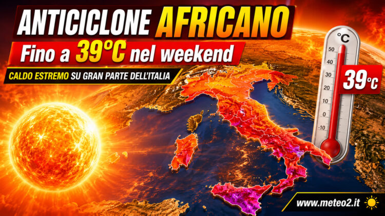 Meteo: anticiclone africano sempre più forte, caldo estremo con punte fino a 39°C Meteo: anticiclone africano sempre più forte, caldo estremo con punte fino a 39°C