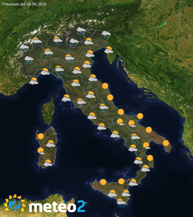 Il Meteo in Italia per Lunedì 29 Giugno 2026