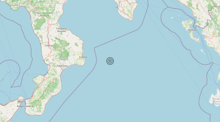 Terremoto Mar Ionio Settentrionale [Mare] – Magnitudo 3.1
