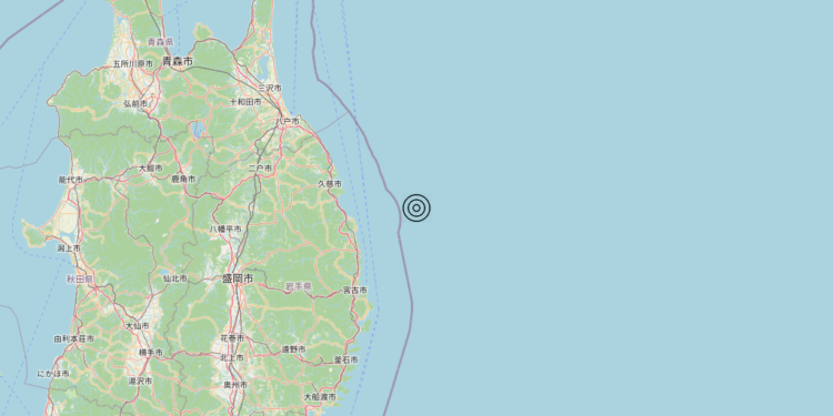 Terremoto Near east coast of eastern Honshu, Japan [Sea: Japan] – Magnitudo 5.8