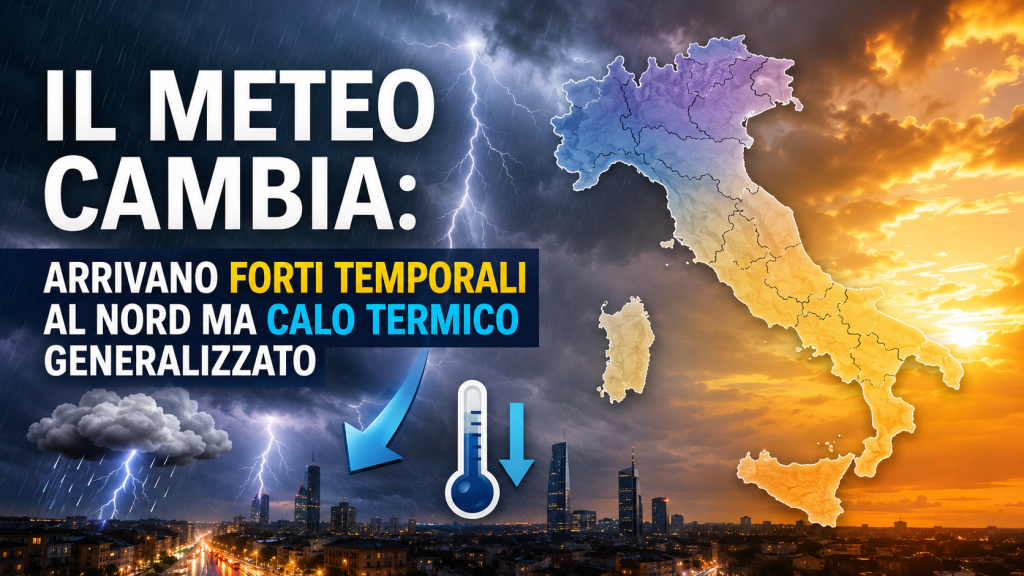 Previsioni meteo italia dal 21 al 26 luglio 2026. Temporali e calo termico