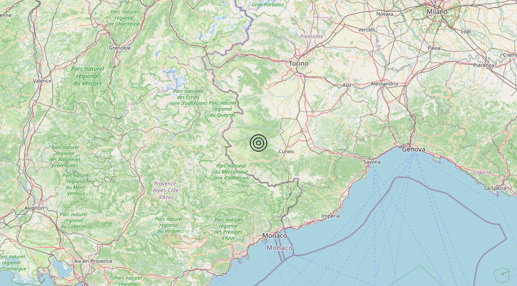 Terremoto 3 km SW Pradleves (CN) – Magnitudo 3.0