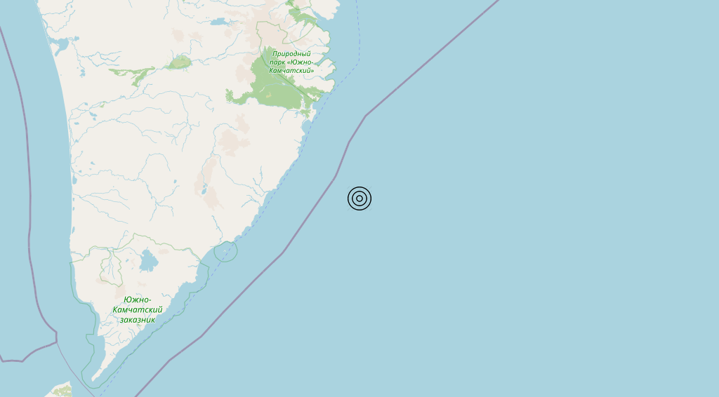 Terremoto Near east coast of Kamchatka Peninsula, Russia [Sea: Russia] – Magnitudo 5.7