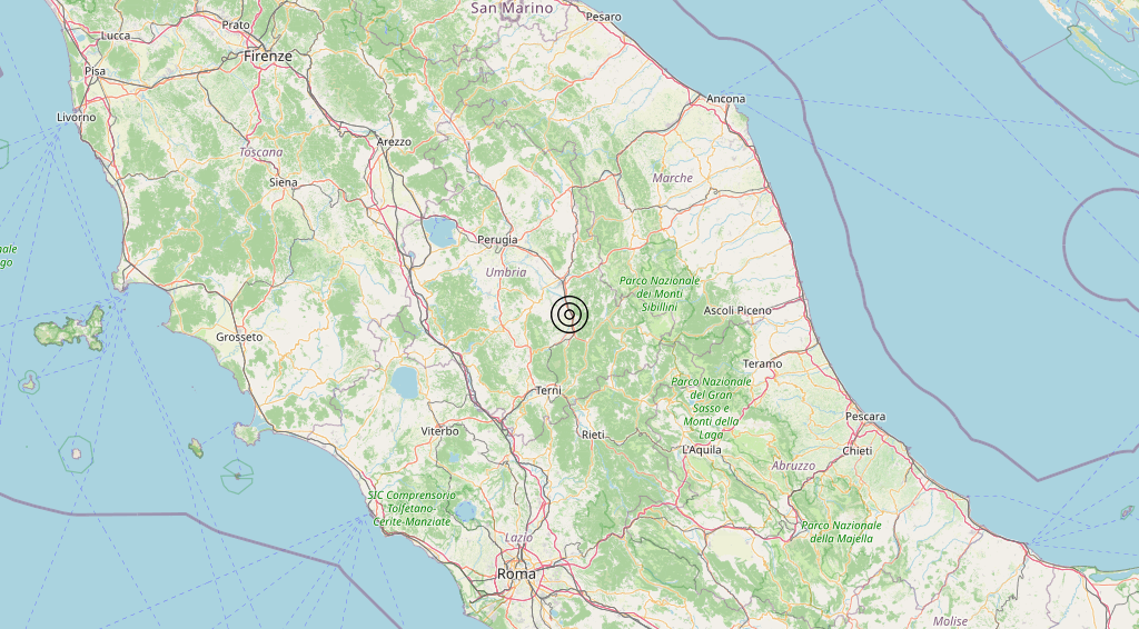 Terremoto 5 km SW Campello sul Clitunno (PG) – Magnitudo 3.0